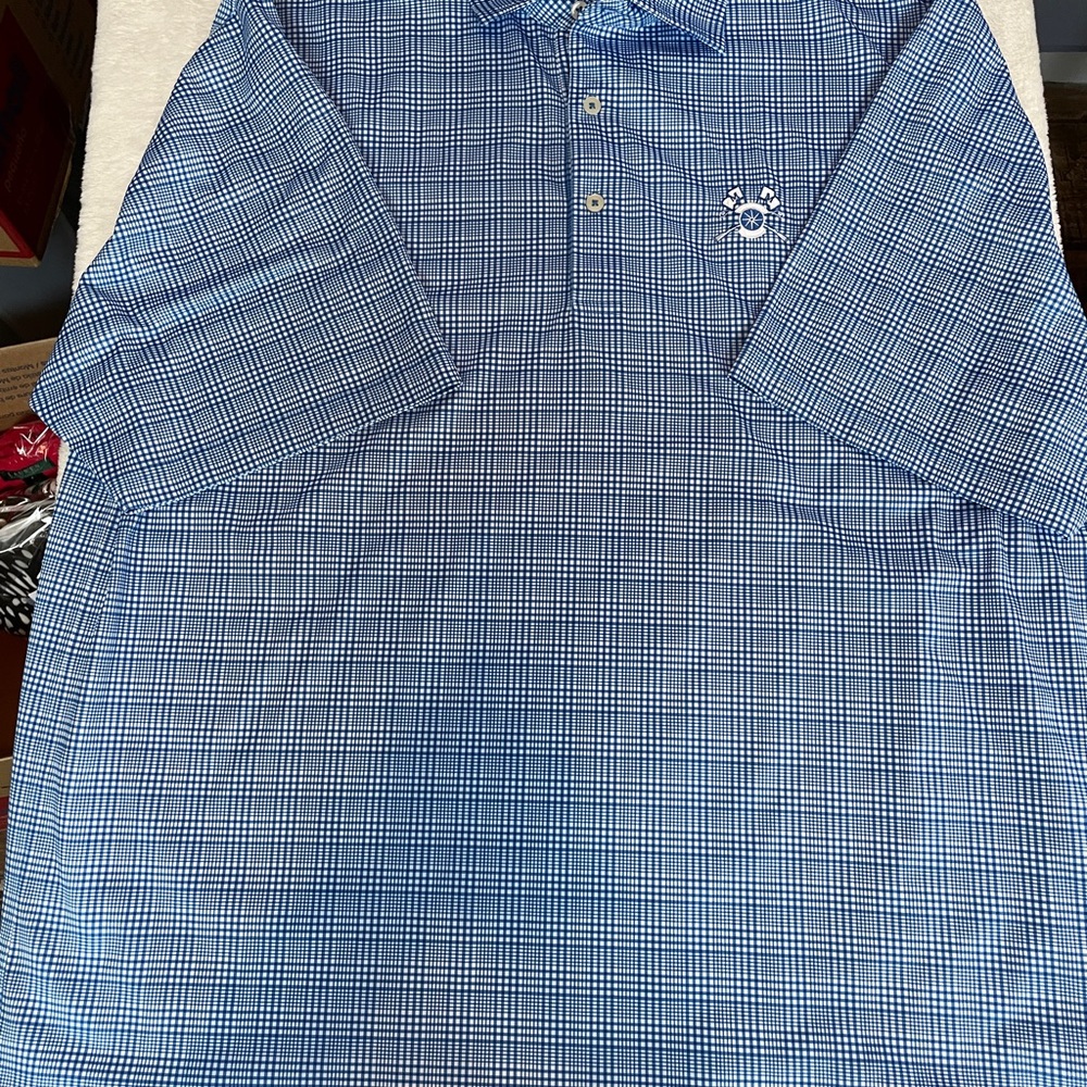 Men's Blue‎ Checkered Polo Shirt Donald Ross xL